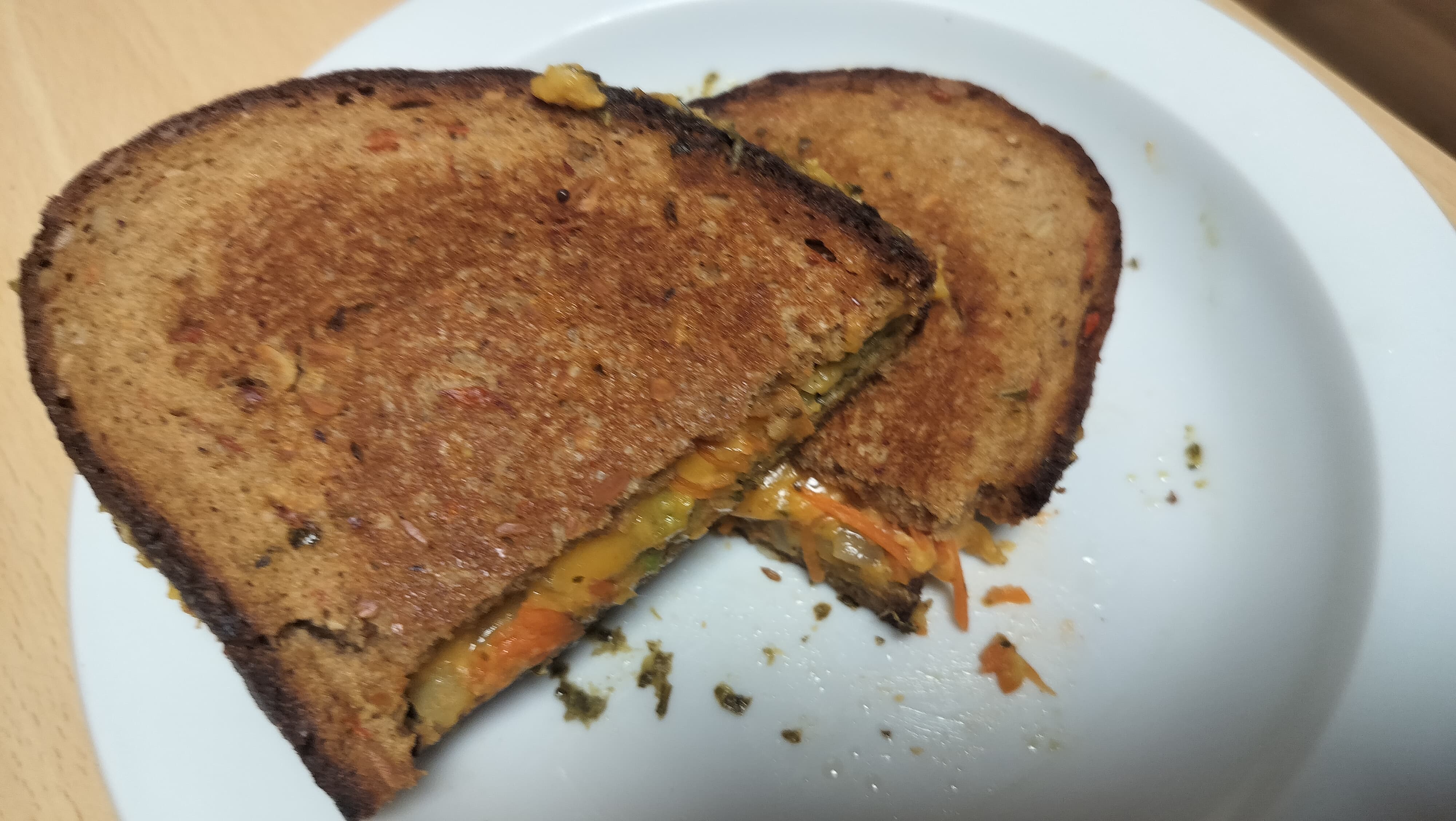 Potato and Tempeh (Paneer replacemnt) sandwich - well it's cripsy and tasty